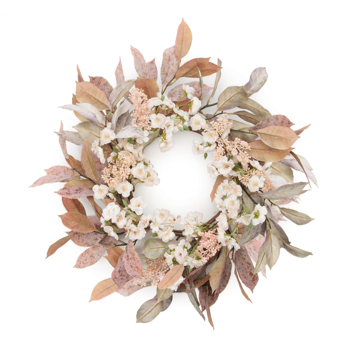 Mixed Foliage/Blossom Wreath 24"D Polyester