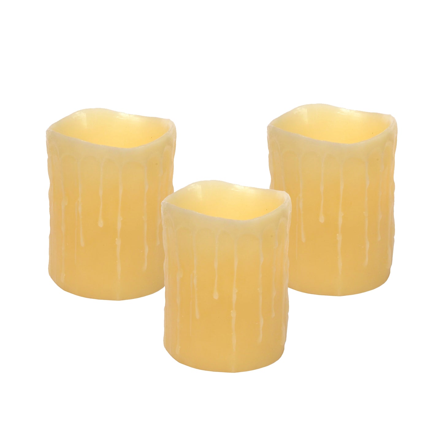 LED Wax Dripping Pillar Candle (Set of 3) 4"Dx5"H