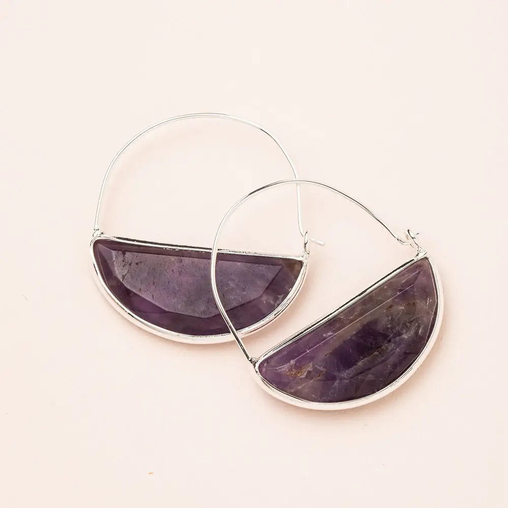 Stone Prism Earrings Amethyst Silver