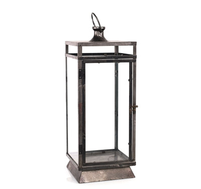 Modern Black Metal Lantern 20.5"H