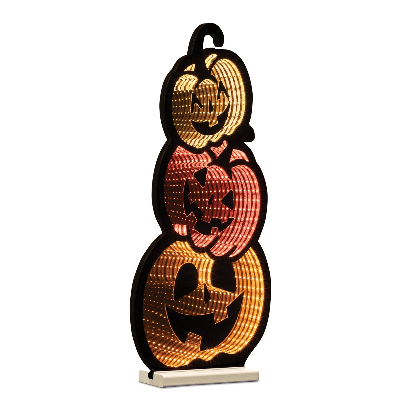 Triple Jack-o-Lantern Ekkolight with three stacked glowing pumpkins and built-in LED lights for Halloween decor
