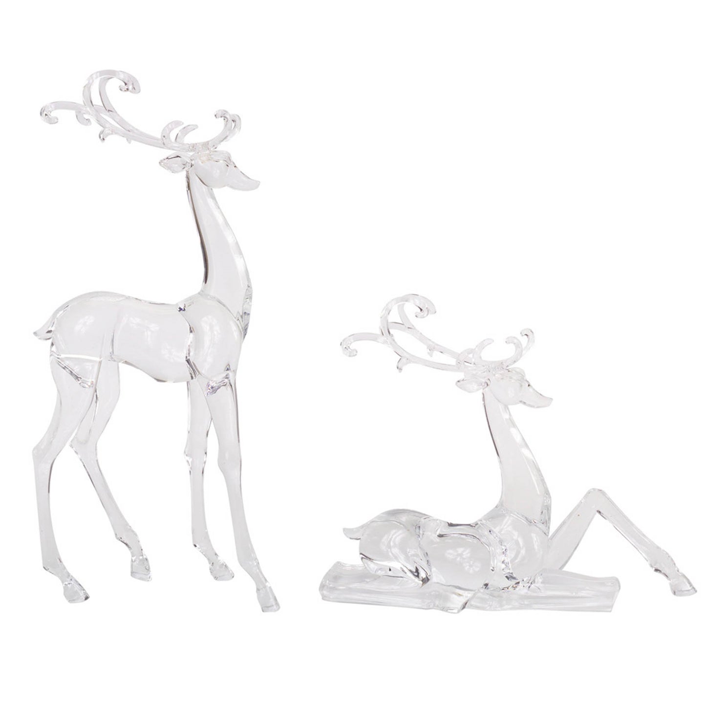 Modern Clear Acrylic Holiday Deer Figurine (Set of 2)