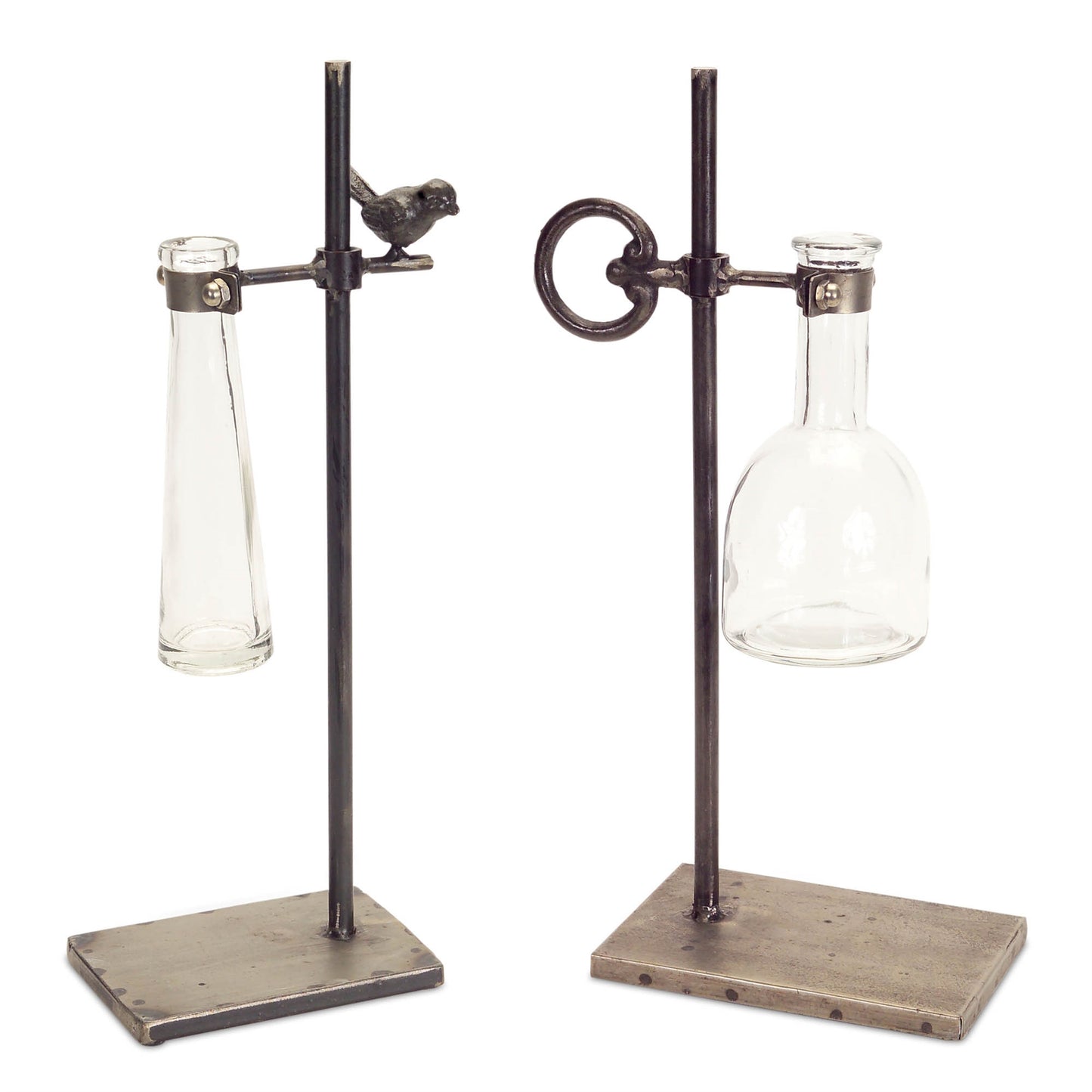 Hanging Bud Vases with Metal Stand (Set of 2)