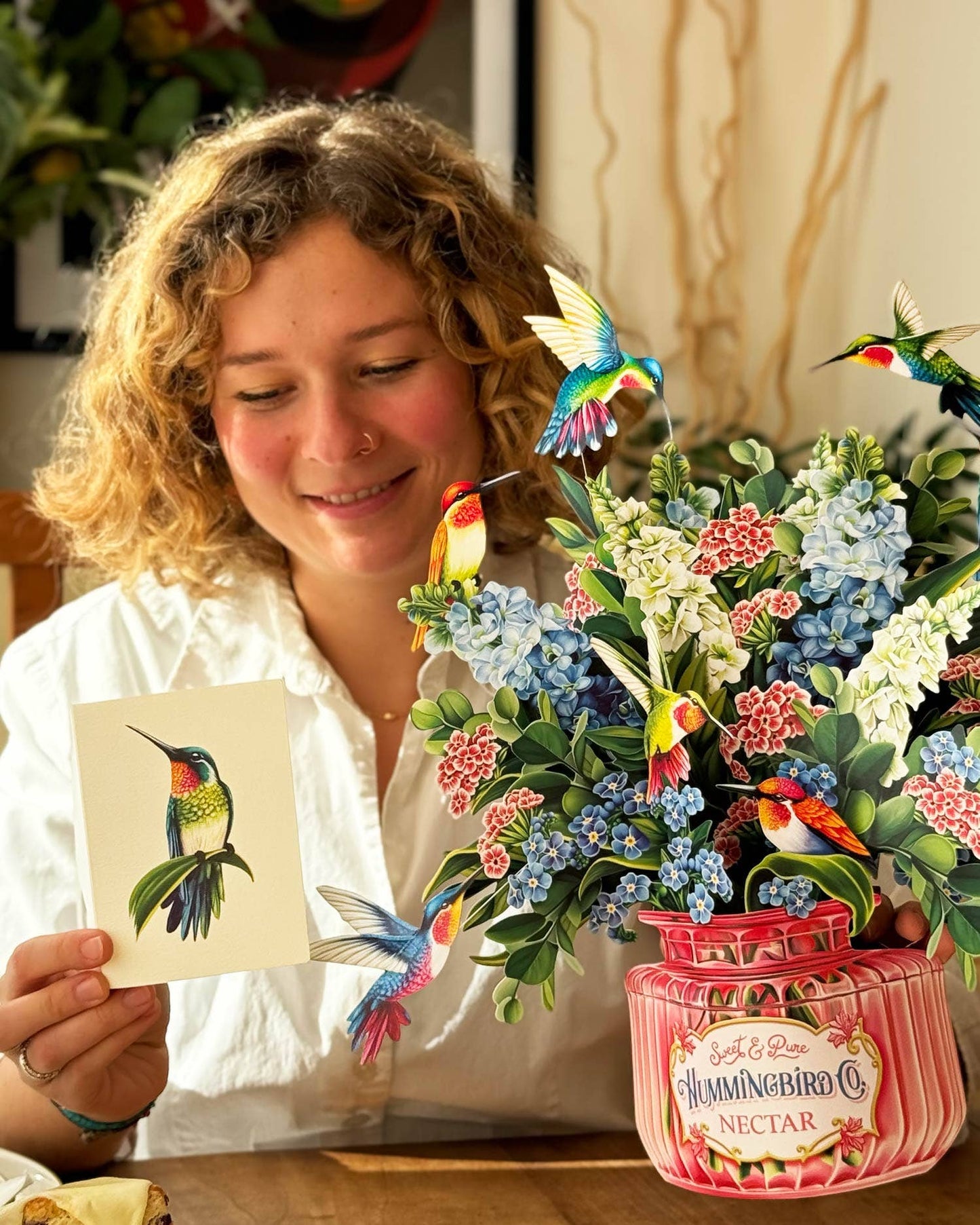 Hummingbird Oasis Pop-up Greeting Card