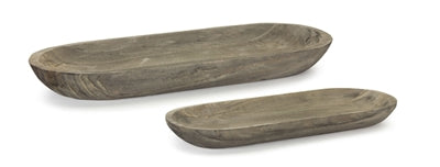 Large Rustic Wooden Dough Bowls (Set of 2)