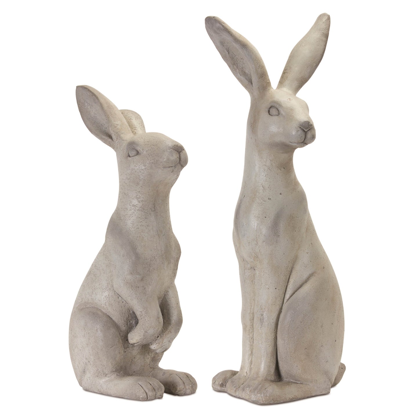 Stone Sitting Rabbit Garden Statues (Set of 2)