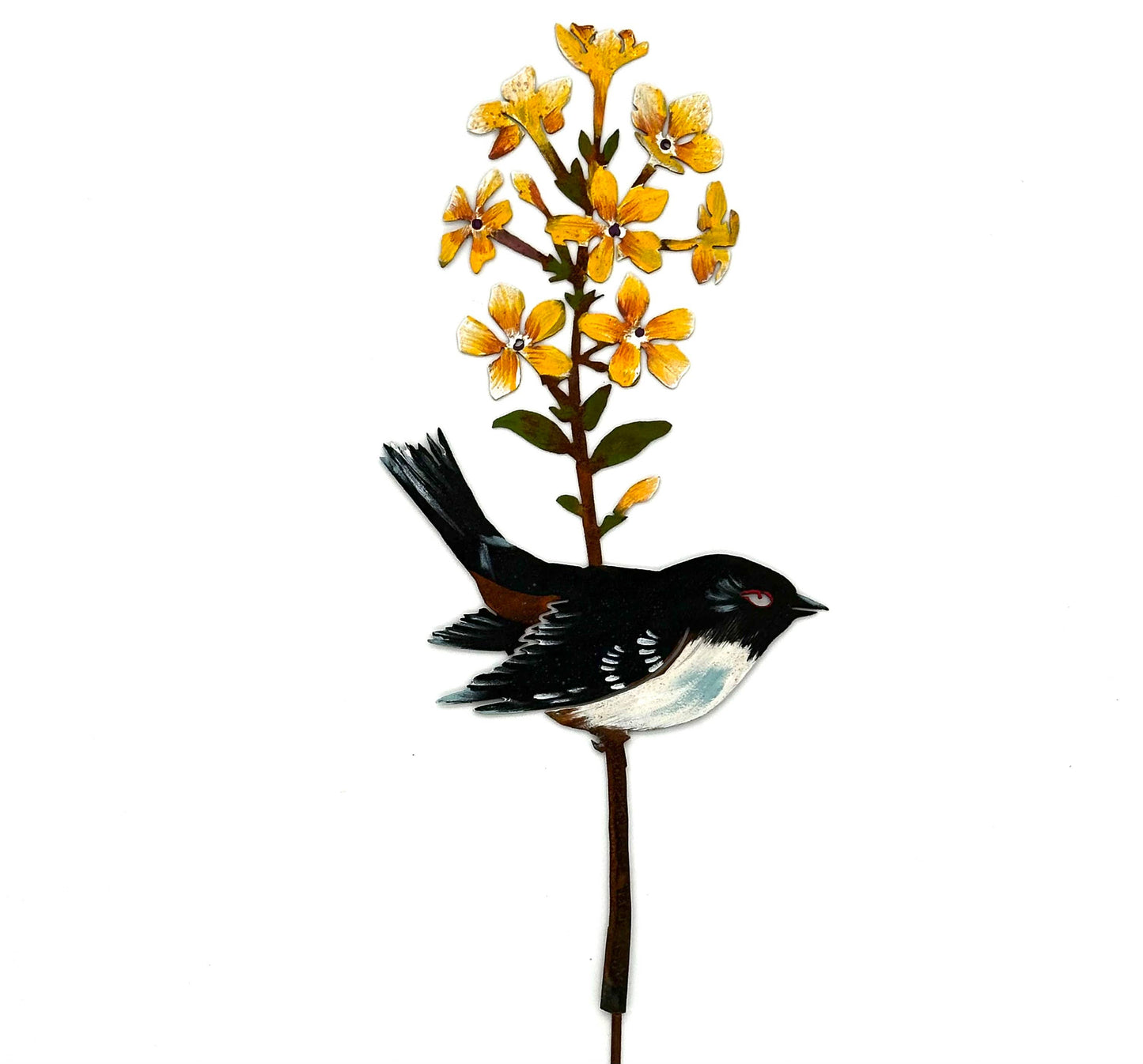 Towhee on Forsythia Stake