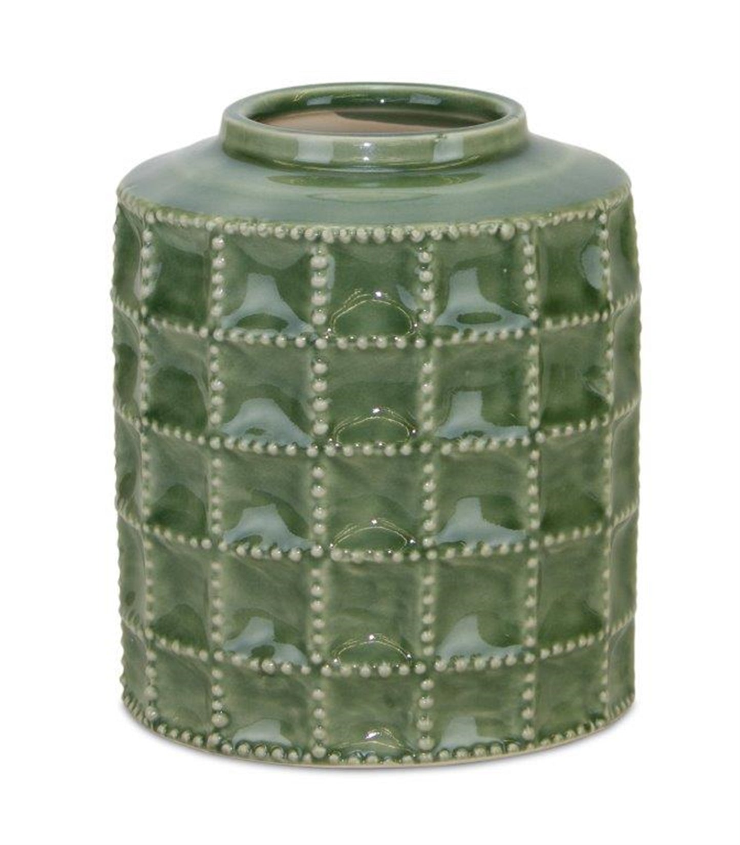 Green Terra Cotta Vase 6.75"H
