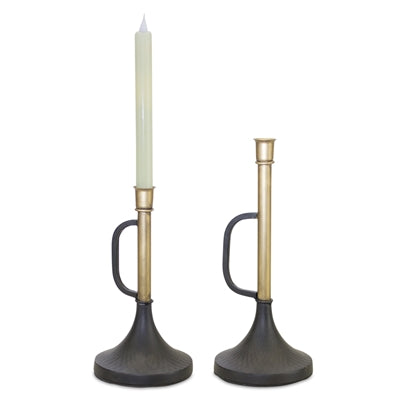 Metal Trumpet Taper Candle Holders (Set of 2)