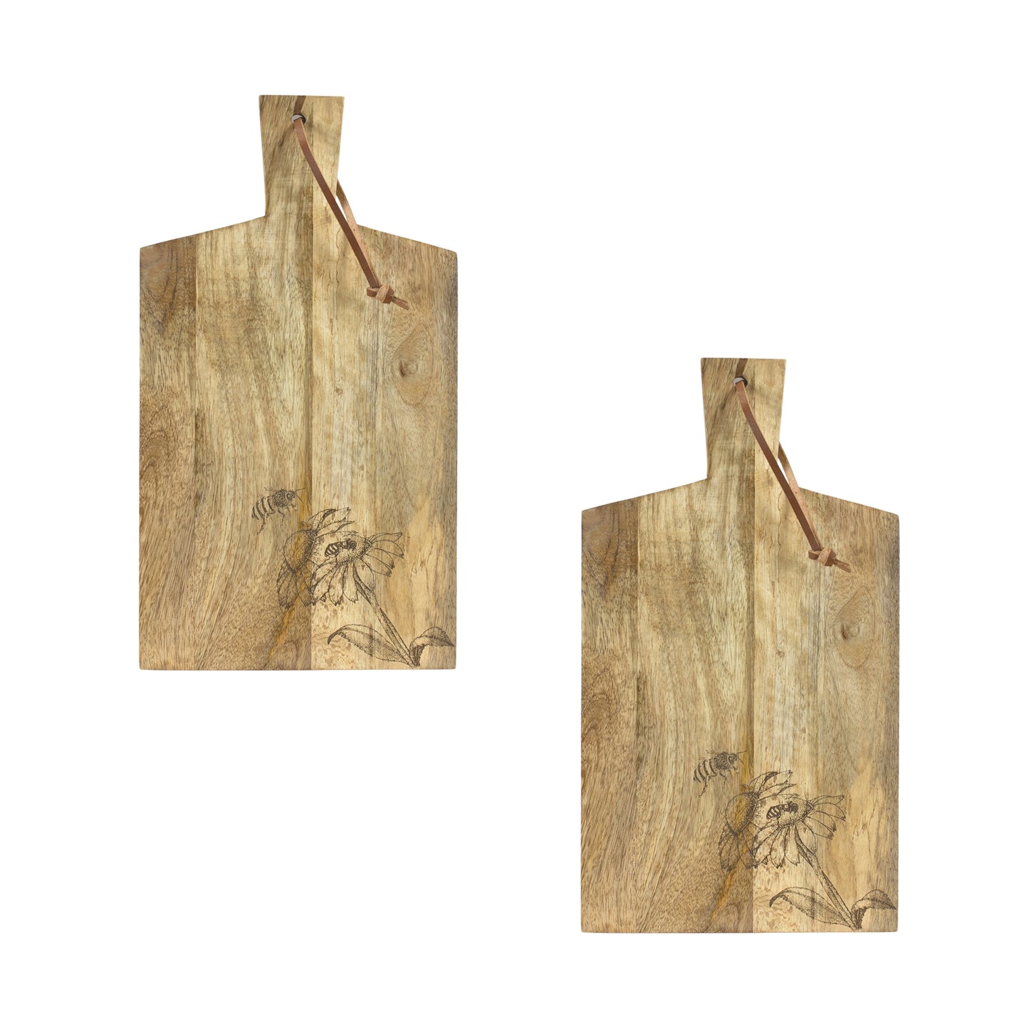 Mango Wood Cutting Boards with Etched Design (Set of 2)