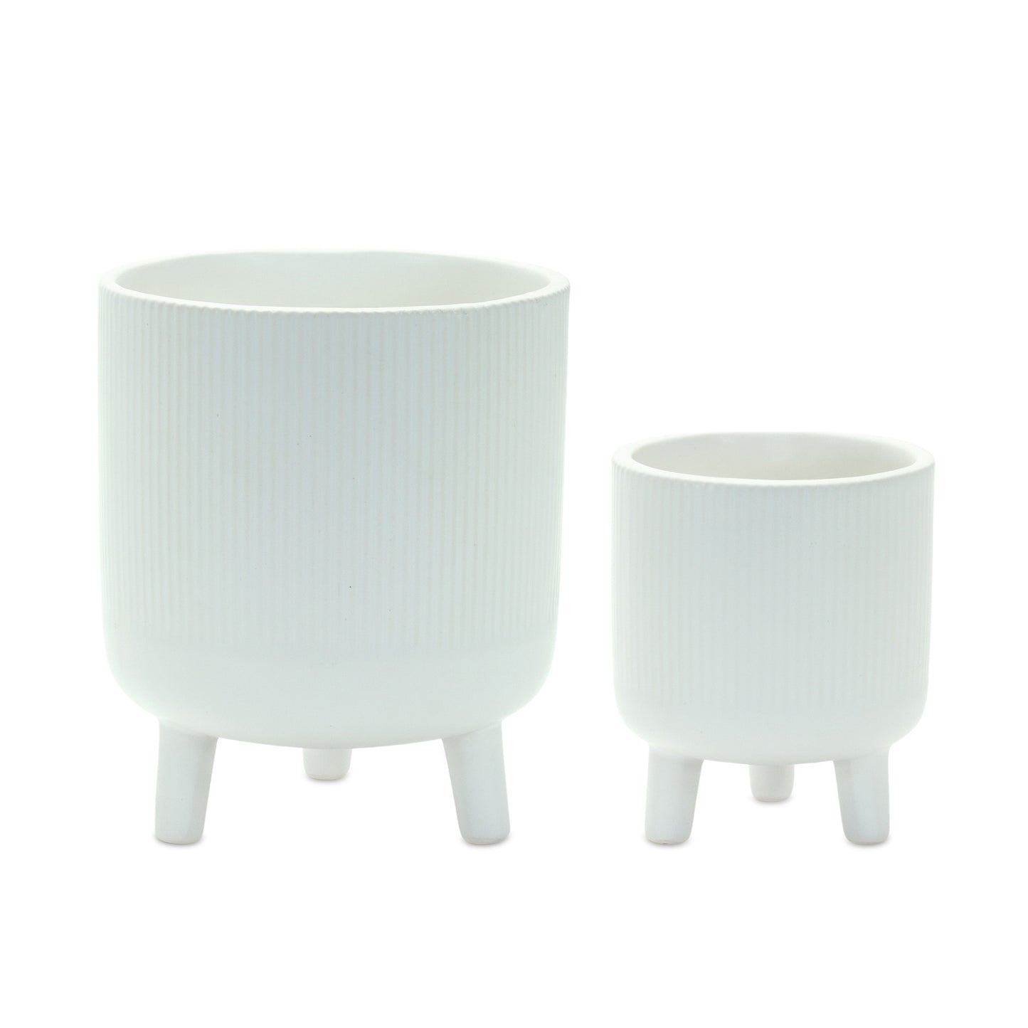 Ribbed Stone Footed Planters (Set of 2)