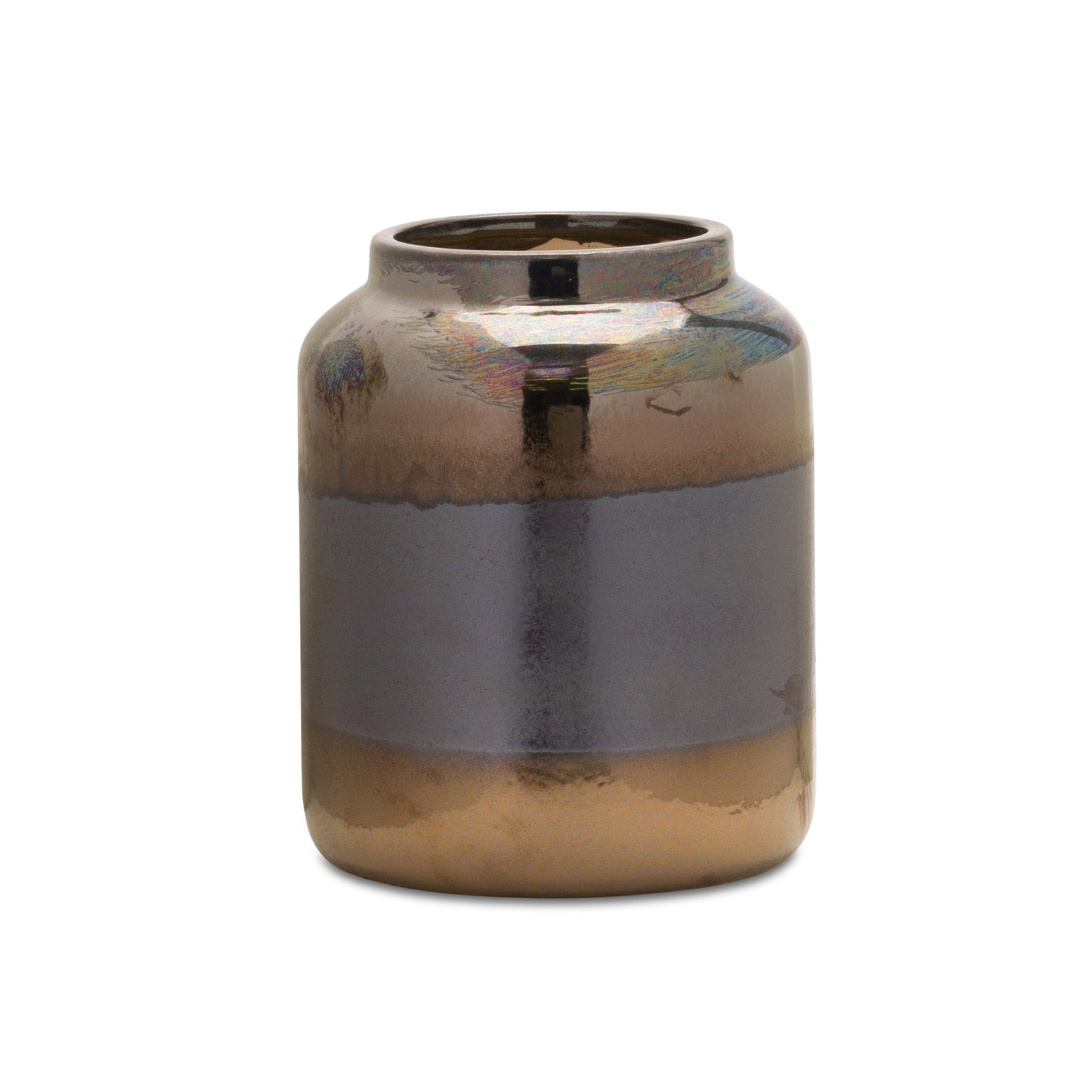 Modern Vase with Iridescent Finish 7.5"H