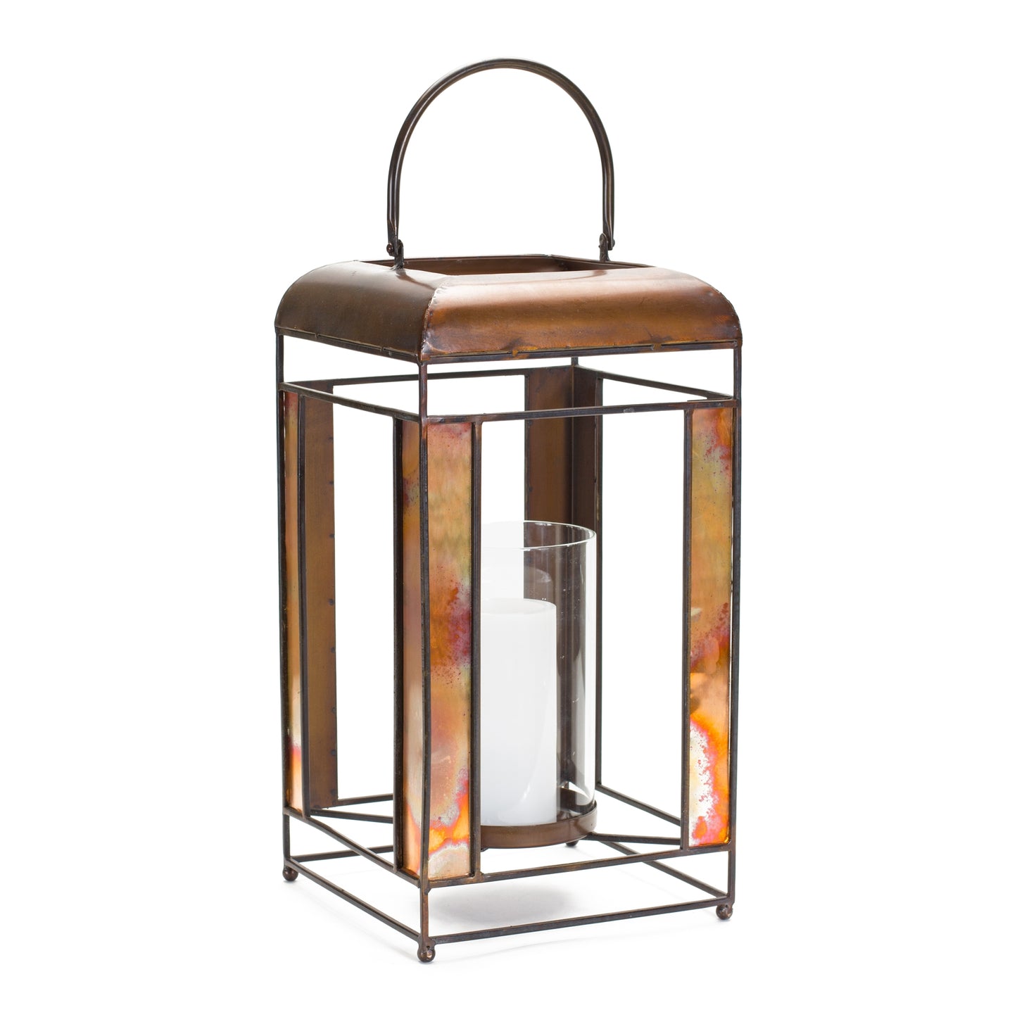 Bronze Metal and Glass Hurricane Stand