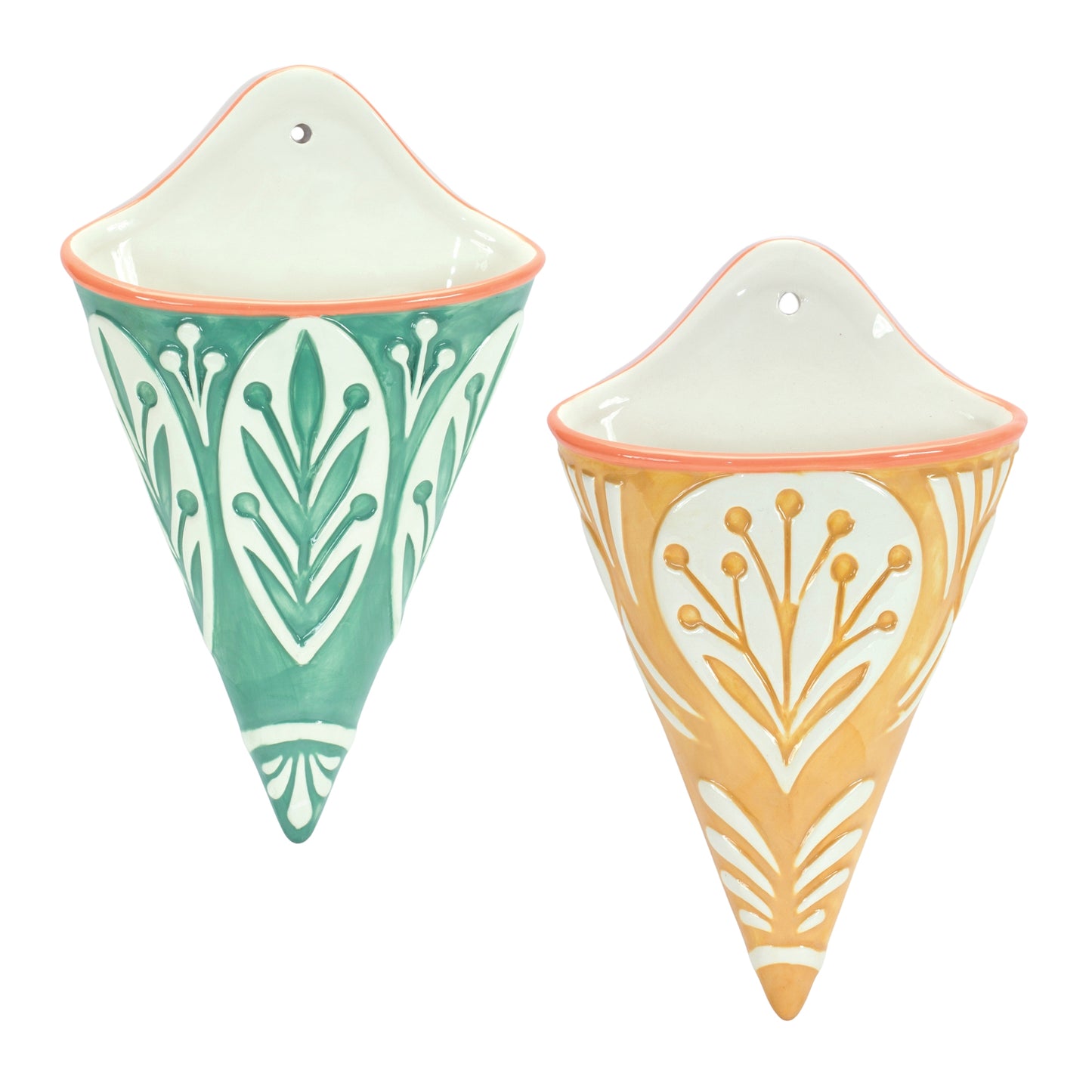 Ornamental Ceramic Wall Pockets (Set of 2)