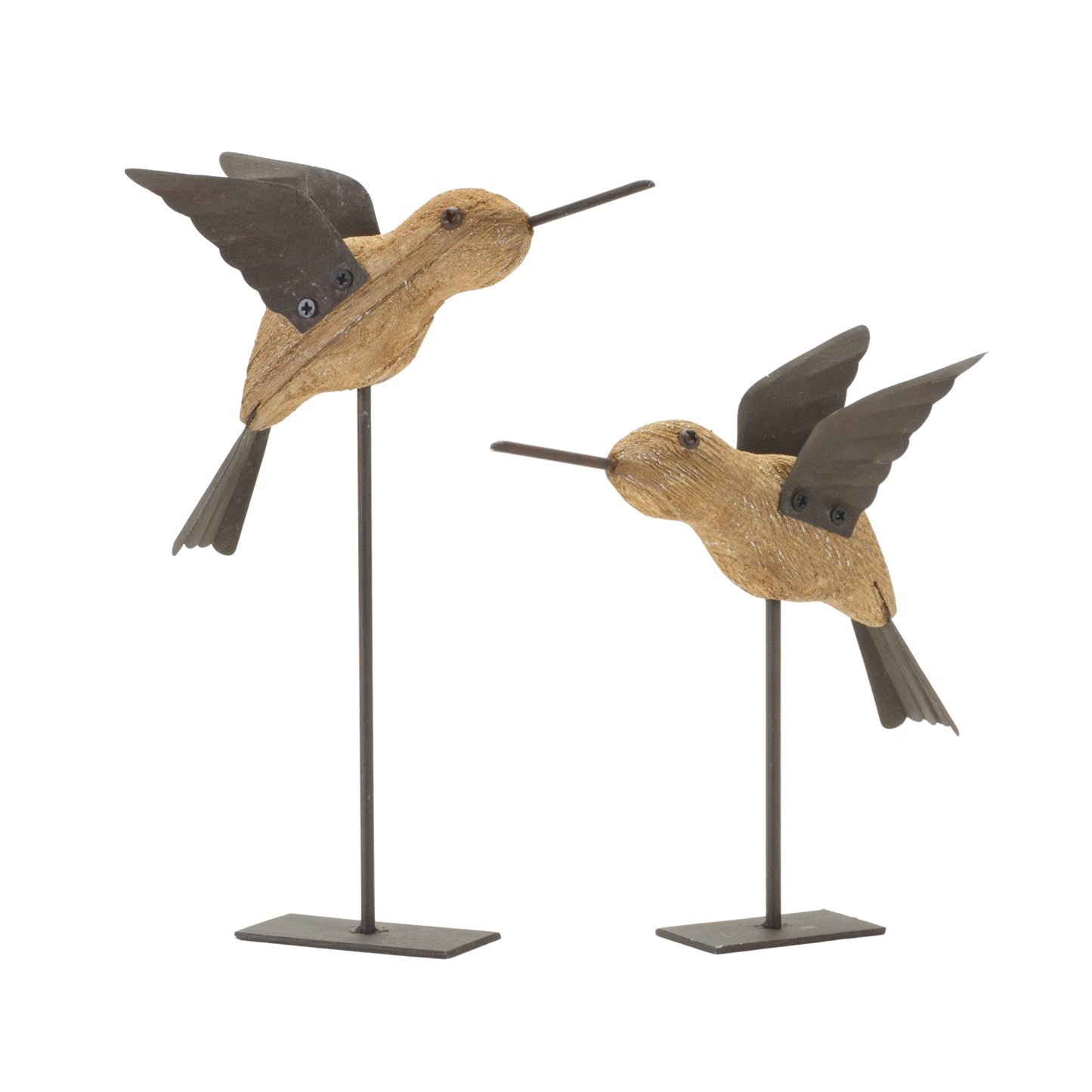 Natural Fir Wood Bird Figurine (Set of 2)