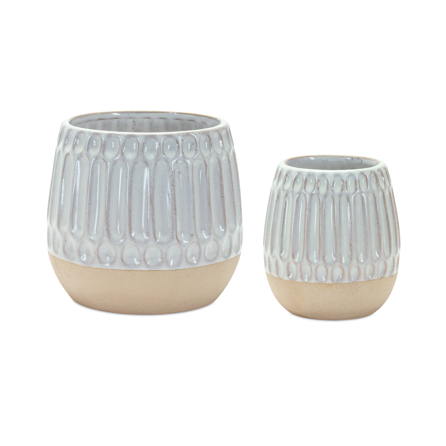 Ribbed Porcelain Vase in Wht (Set of 2)