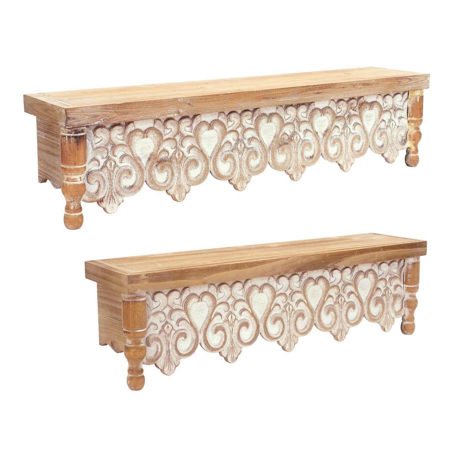Ornamental Wood Wall Shelves (Set of 2)
