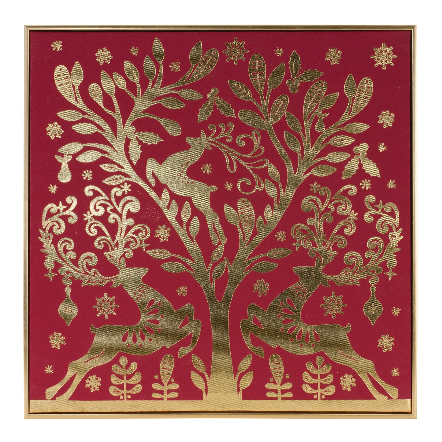 Framed Holiday Deer Print 15.5"SQ