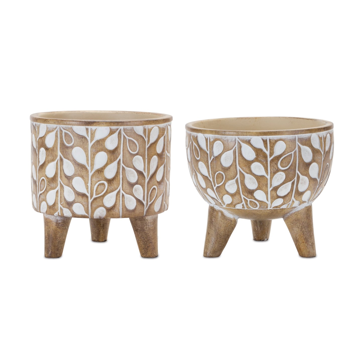 Leaf Print Planter with Legs (Set of 2)