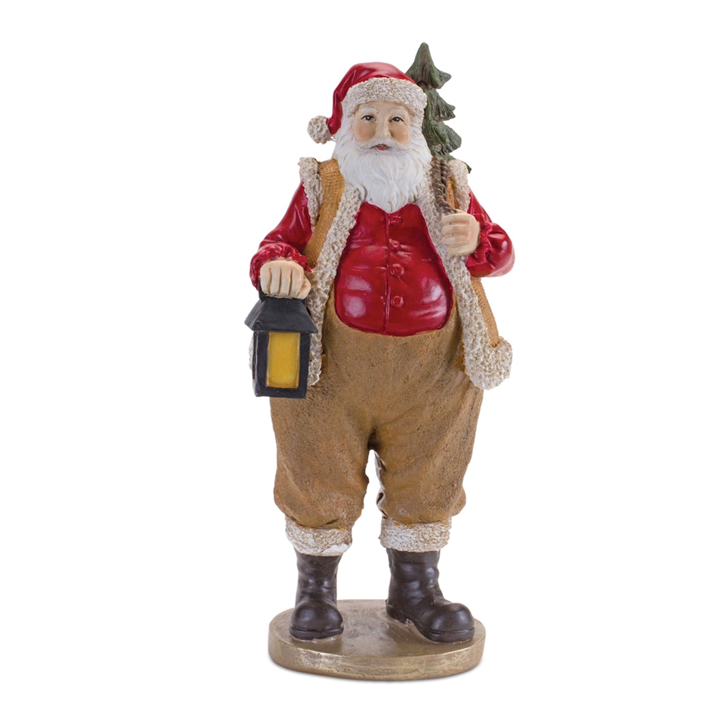 Farmer Santa Figurine with Lantern (Set of 2)