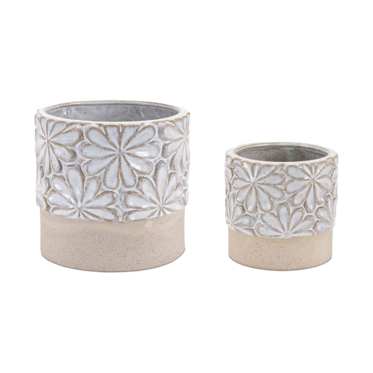 Ceramic Floral Planters (Set of 2)