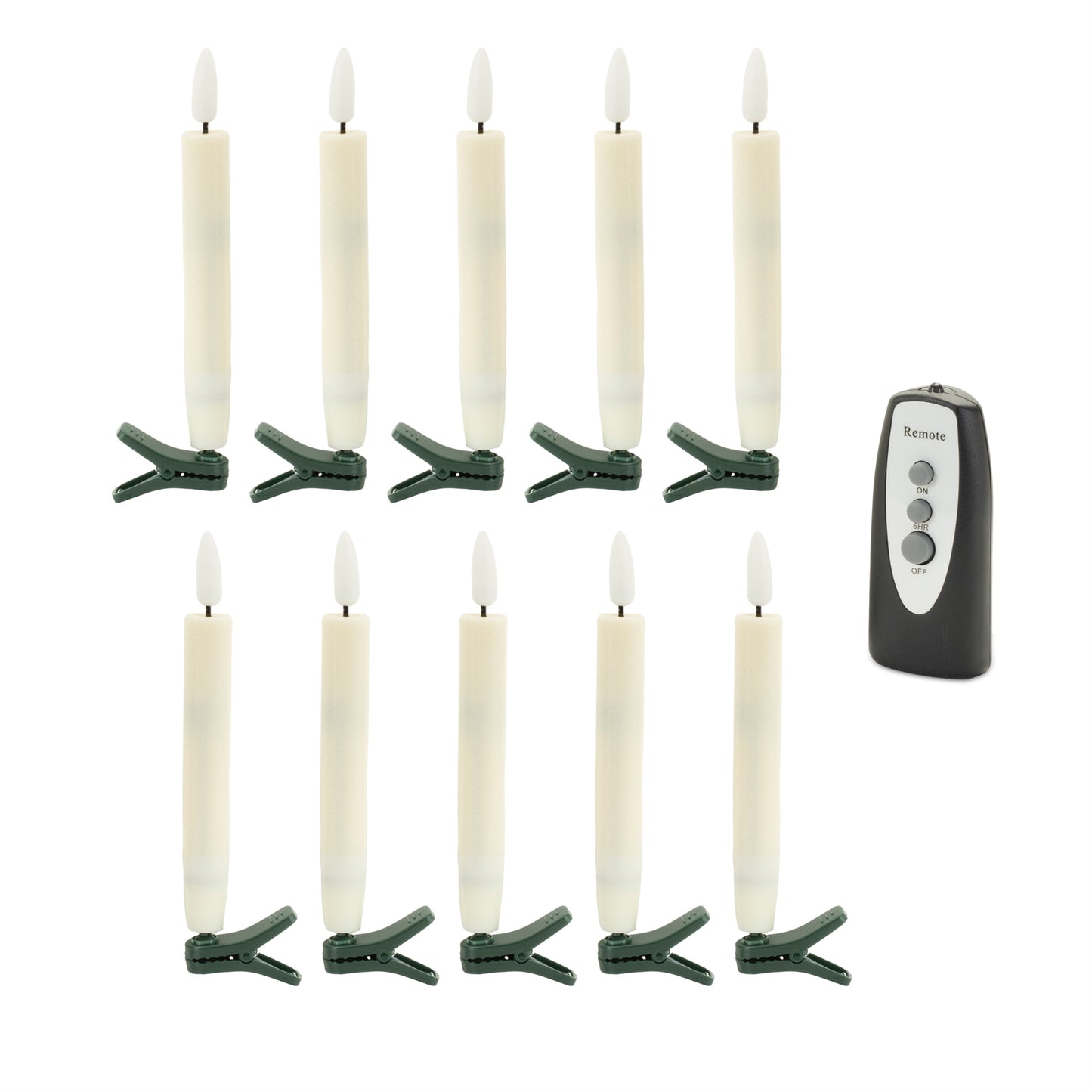 Candle Clip w/Remote (Set of 10) IVORY 5.5”H