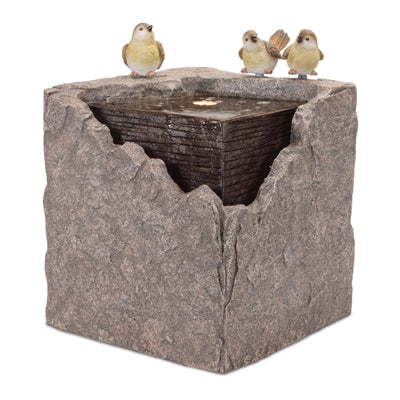 Bubbling Stone Fountain with Bird Accents 19"H
