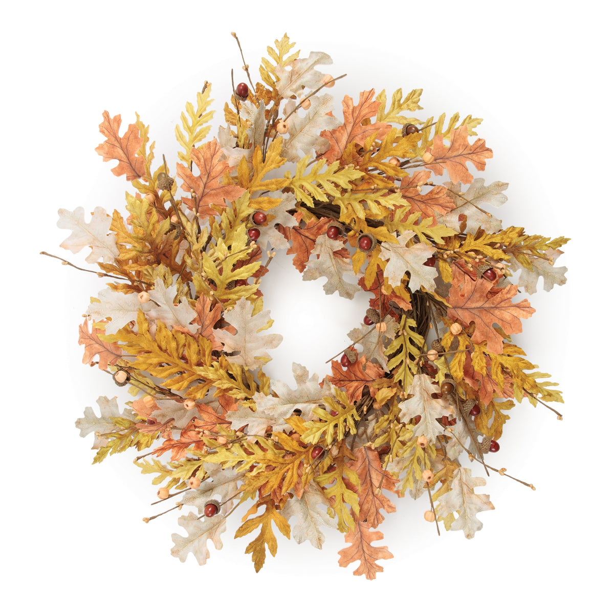Oak Leaf Wreath 24"D Polyester/Twig