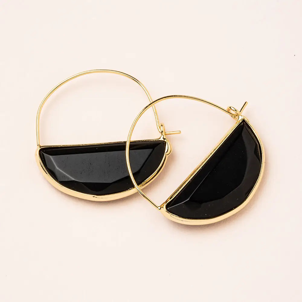 Stone Prism Earrings Blk Spinel Gold