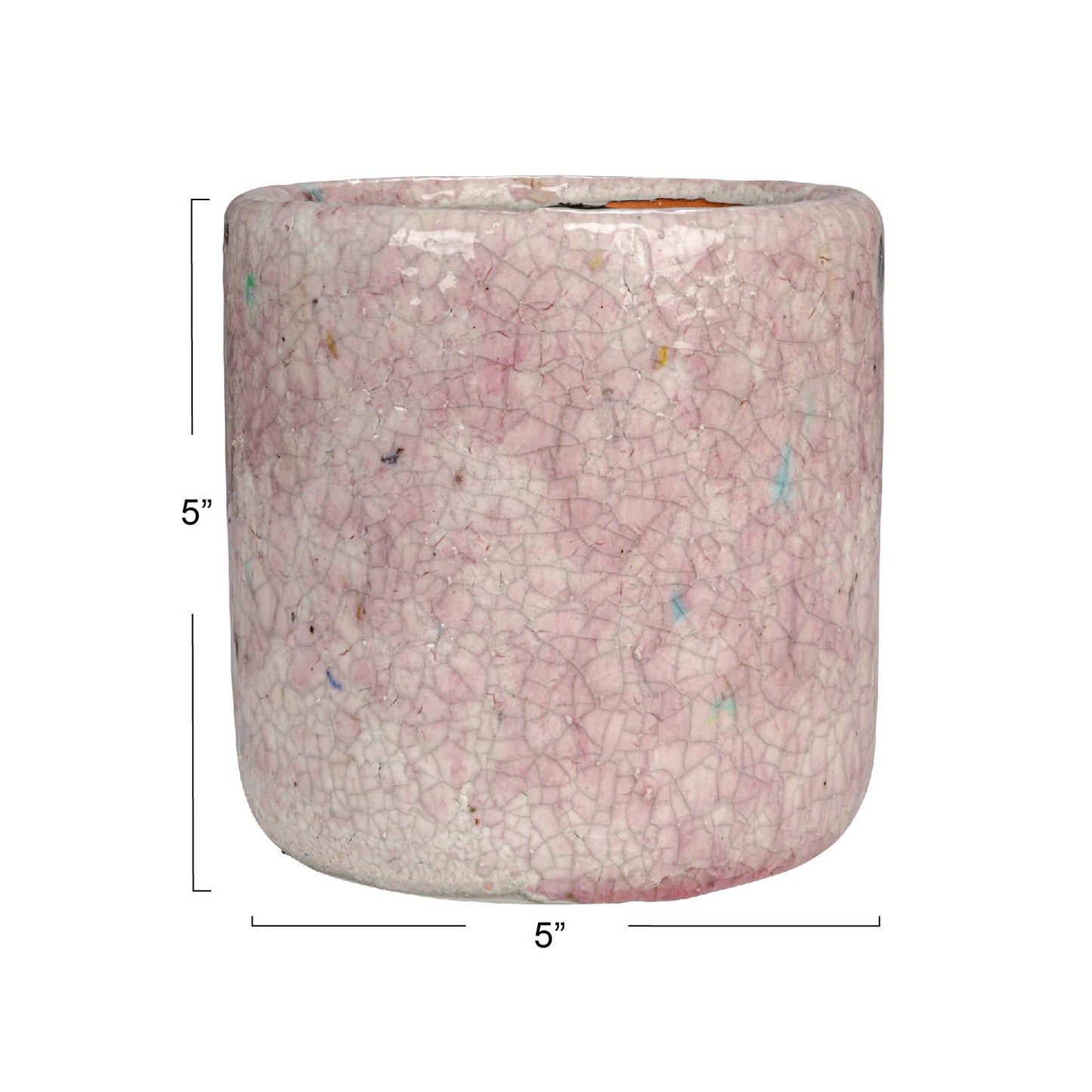 Crackle Glaze Terracotta Planter- Blush