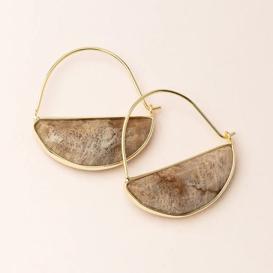 Stone Prism Earrings Fossil Gold