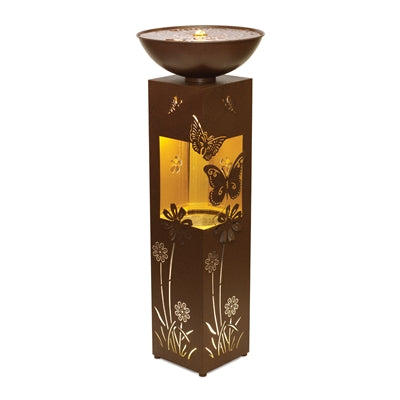 Metal Floral Butterfly Fountain 13.5"D x 36"H LED