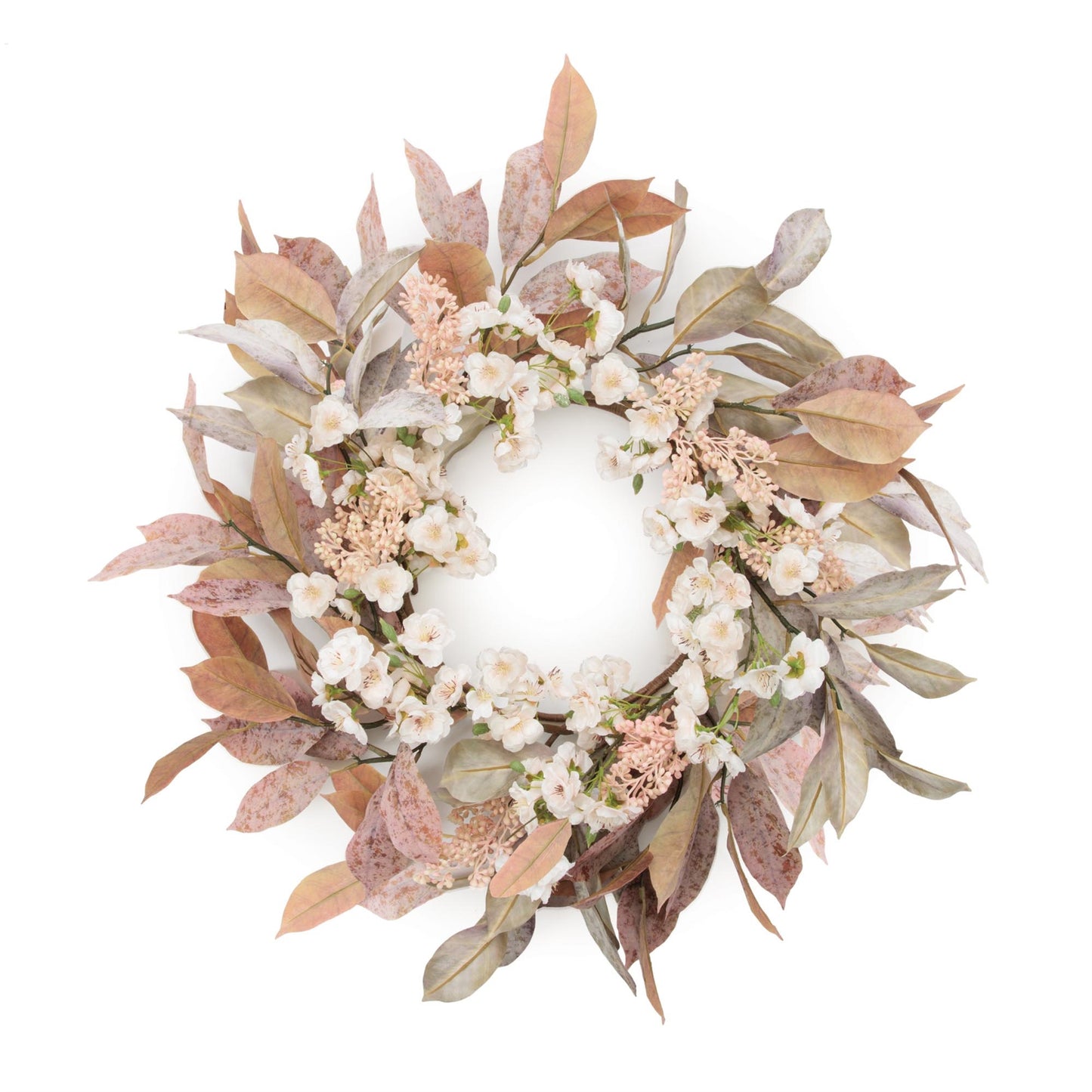 Mixed Foliage/Blossom Wreath 24"D Polyester