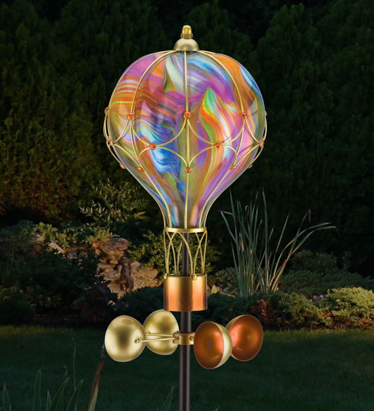 Swirl Balloon Spinner Solar Stake - Orange
