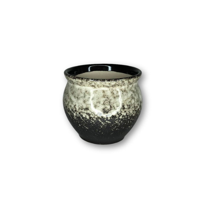 White and Black Glazed Flower Pot Planter