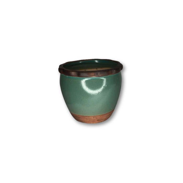 Green Pot with Rippled Top Flower Pot Planter