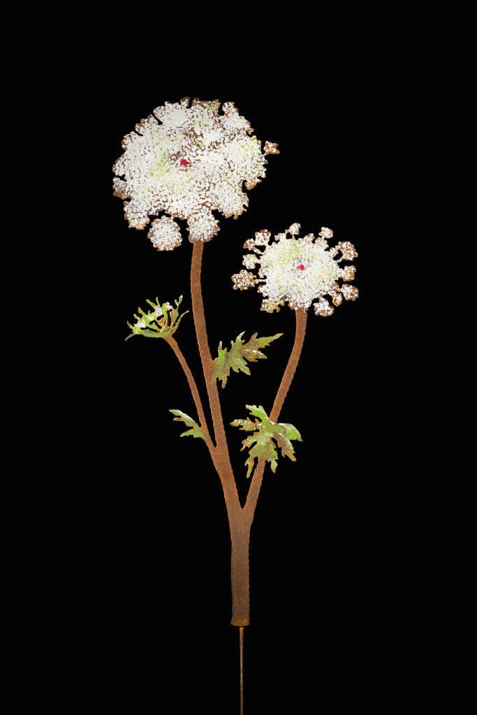 Queen Anne's Lace Flower Painted Stake