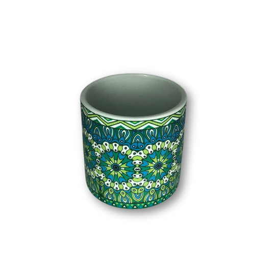 Green and Blue Bohemian Patterned Flower Pot Planter