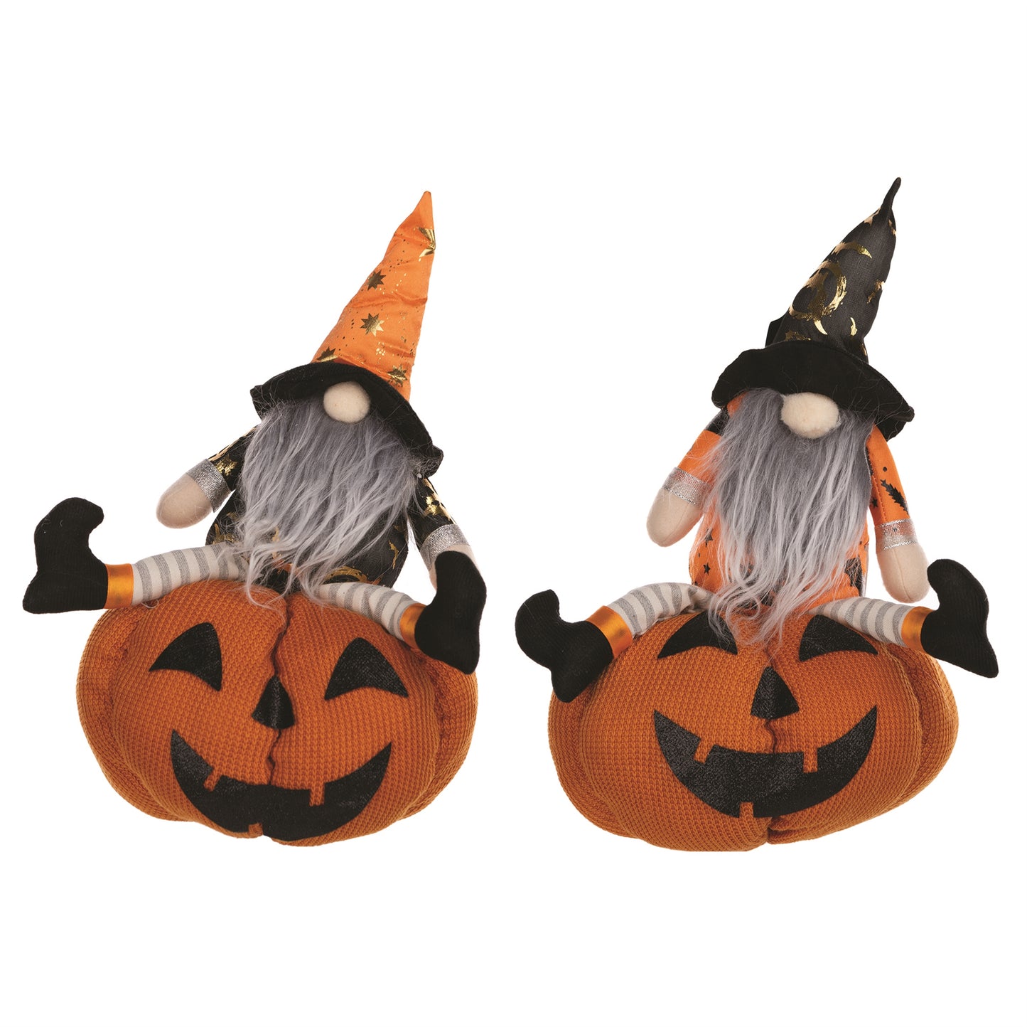 Gnome on Pumpkin (Set of 2) 14”H Fabric