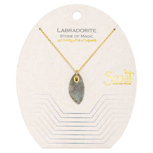Organic Stone Necklace Labradorite/Gold - Stone of Magic
