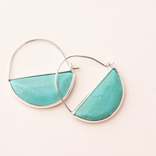 Stone Prism Earrings Turquoise- Silver