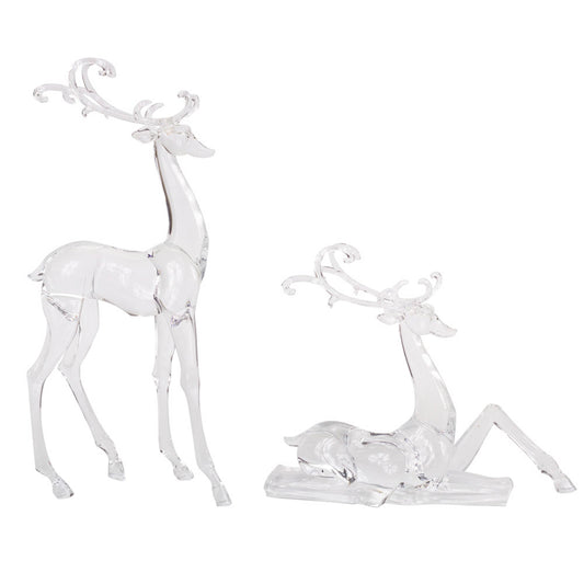 Modern Clear Acrylic Holiday Deer Figurine (Set of 2)