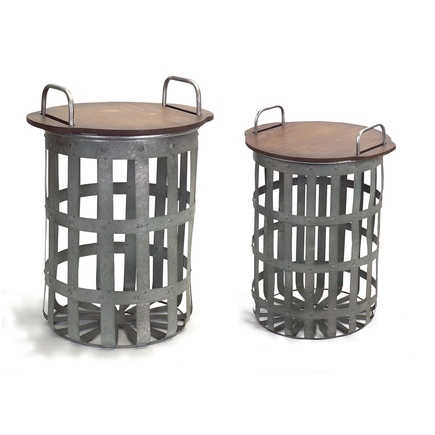 Side Tables (Set of 2) 15.5"H, 20.25"H Metal/Wood