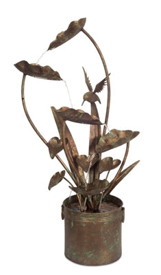 Anthurium and Hummingbird Iron Fountain 39.5"H
