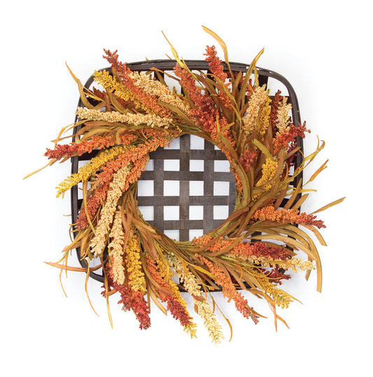 Wreath and Wicker Wall Decor 20"SQ