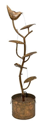 Rustic Metal Fountain With Bird 4ft