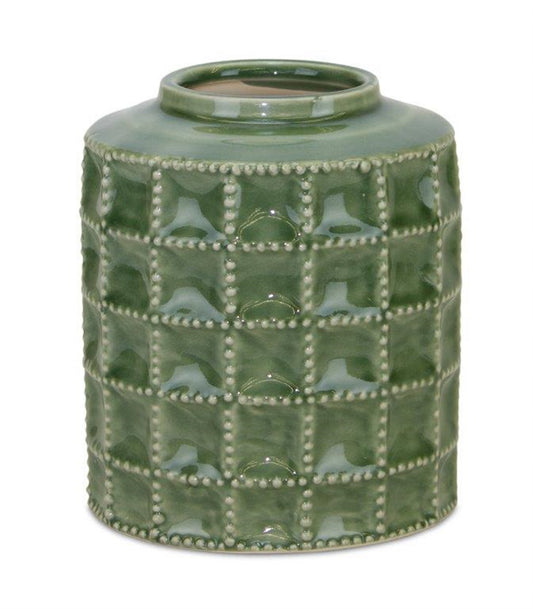 Green Terra Cotta Vase 6.75"H