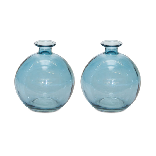 Blue Glass Bubble Vase (Set of 2)