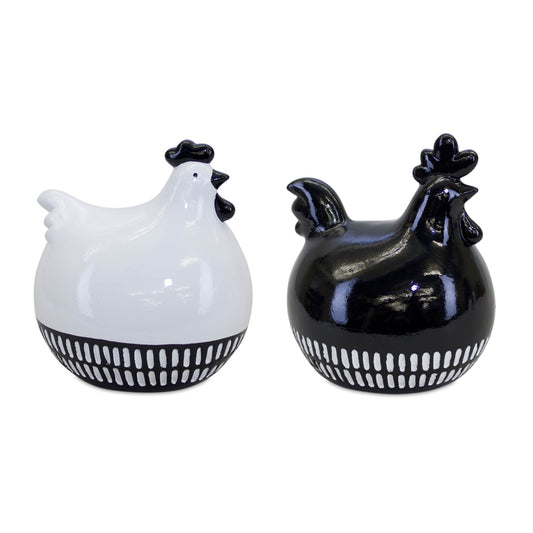 Chicken Decor (Set of 2) Blk/Wht