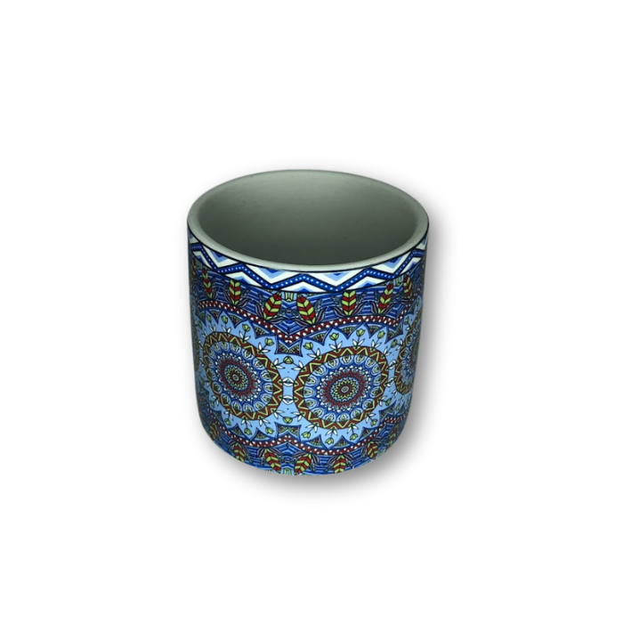 Blue Bohemian Patterned Flower Pot Planter